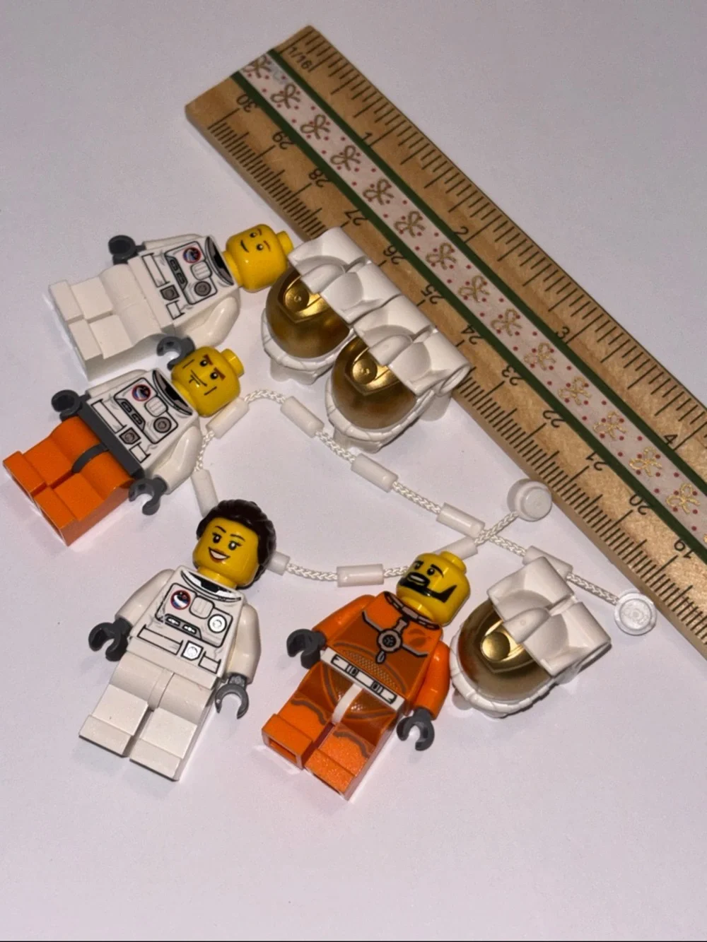 LEGO Astronaut Minifigure Lot with Gold Helmets - White & Orange